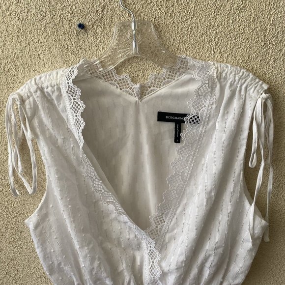 BCBG MaxAzria Womens Shirt White Cotton Eyelet Sleeveless Tank Top Size Small - Picture 5 of 14